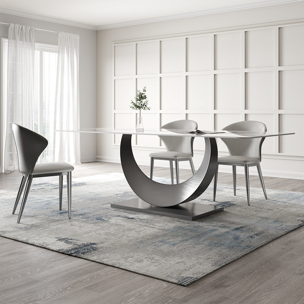 Contemporary Sintered Stone Table Set 1/3/4/5/7 Pieces Dining Set for Dining Areas 4 Pieces: Table, 3 Chairs Clearhalo 'Dining Room Sets' 'Dining Tables & Seating' 'dining_room_set' 'furn' 'furn_dining_room_set' 'Furniture' 'Kitchen & Dining Furniture' 5871086