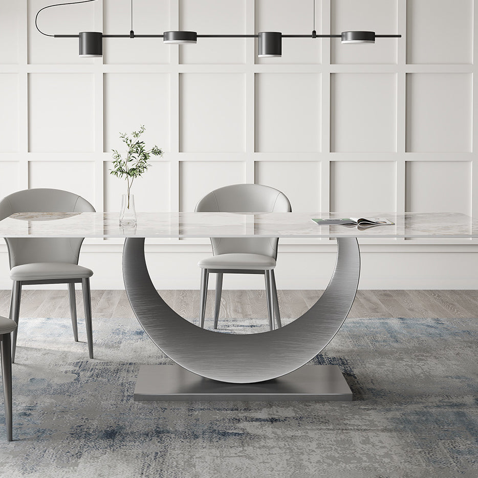 Contemporary Sintered Stone Table Set 1/3/4/5/7 Pieces Dining Set for Dining Areas Clearhalo 'Dining Room Sets' 'Dining Tables & Seating' 'dining_room_set' 'furn' 'furn_dining_room_set' 'Furniture' 'Kitchen & Dining Furniture' 5871089