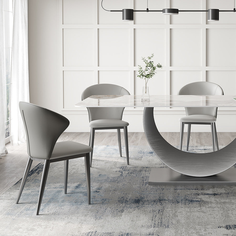 Contemporary Sintered Stone Table Set 1/3/4/5/7 Pieces Dining Set for Dining Areas Clearhalo 'Dining Room Sets' 'Dining Tables & Seating' 'dining_room_set' 'furn' 'furn_dining_room_set' 'Furniture' 'Kitchen & Dining Furniture' 5871090