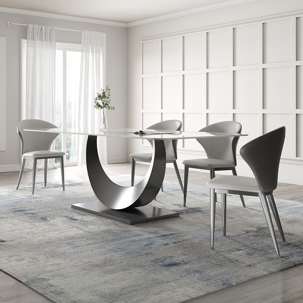 Contemporary Sintered Stone Table Set 1/3/4/5/7 Pieces Dining Set for Dining Areas Clearhalo 'Dining Room Sets' 'Dining Tables & Seating' 'dining_room_set' 'furn' 'furn_dining_room_set' 'Furniture' 'Kitchen & Dining Furniture' 5871092