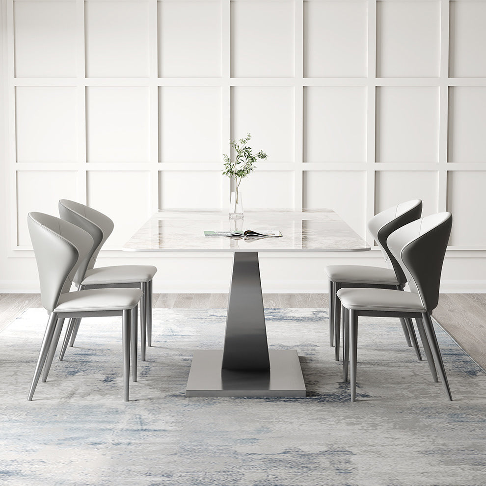 Contemporary Sintered Stone Table Set 1/3/4/5/7 Pieces Dining Set for Dining Areas Clearhalo 'Dining Room Sets' 'Dining Tables & Seating' 'dining_room_set' 'furn' 'furn_dining_room_set' 'Furniture' 'Kitchen & Dining Furniture' 5871093