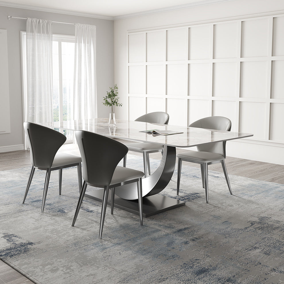 Contemporary Sintered Stone Table Set 1/3/4/5/7 Pieces Dining Set for Dining Areas Clearhalo 'Dining Room Sets' 'Dining Tables & Seating' 'dining_room_set' 'furn' 'furn_dining_room_set' 'Furniture' 'Kitchen & Dining Furniture' 5871094