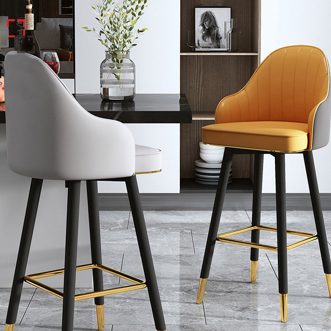 Modern Swivel Home Bar Stool Matte Finish Leather Armed Stool Clearhalo 'Bar Furniture' 'Bar Stools' 'bar_stools' 'furn' 'furn_bar_stools' 'Furniture' 'Kitchen & Dining Furniture' 5871177