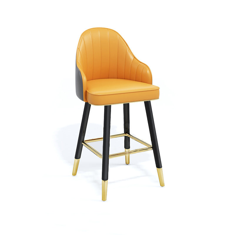 Modern Swivel Home Bar Stool Matte Finish Leather Armed Stool Yellow-Gray 1 Piece Short Stool(22"H) Clearhalo 'Bar Furniture' 'Bar Stools' 'bar_stools' 'furn' 'furn_bar_stools' 'Furniture' 'Kitchen & Dining Furniture' 5871178