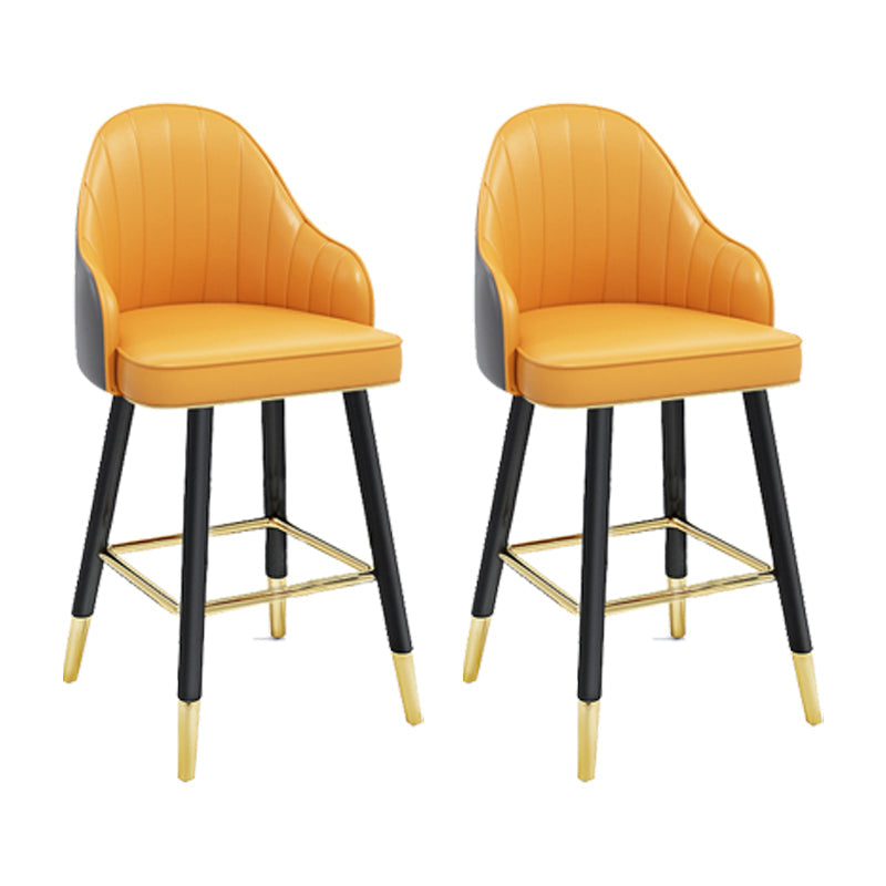 Modern Swivel Home Bar Stool Matte Finish Leather Armed Stool Yellow-Gray 2 Piece Set Short Stool(22"H) Clearhalo 'Bar Furniture' 'Bar Stools' 'bar_stools' 'furn' 'furn_bar_stools' 'Furniture' 'Kitchen & Dining Furniture' 5871180