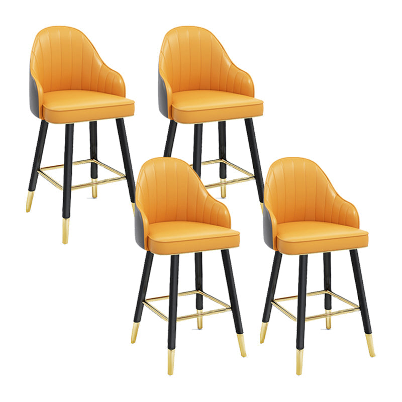 Modern Swivel Home Bar Stool Matte Finish Leather Armed Stool Yellow-Gray 4 Piece Set Short Stool(22"H) Clearhalo 'Bar Furniture' 'Bar Stools' 'bar_stools' 'furn' 'furn_bar_stools' 'Furniture' 'Kitchen & Dining Furniture' 5871181