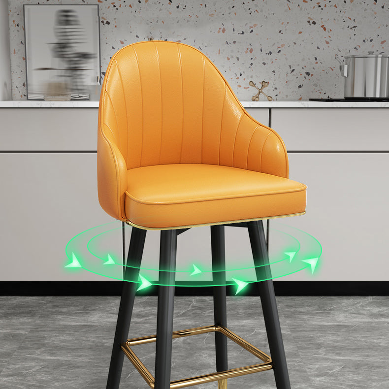 Modern Swivel Home Bar Stool Matte Finish Leather Armed Stool Clearhalo 'Bar Furniture' 'Bar Stools' 'bar_stools' 'furn' 'furn_bar_stools' 'Furniture' 'Kitchen & Dining Furniture' 5871183