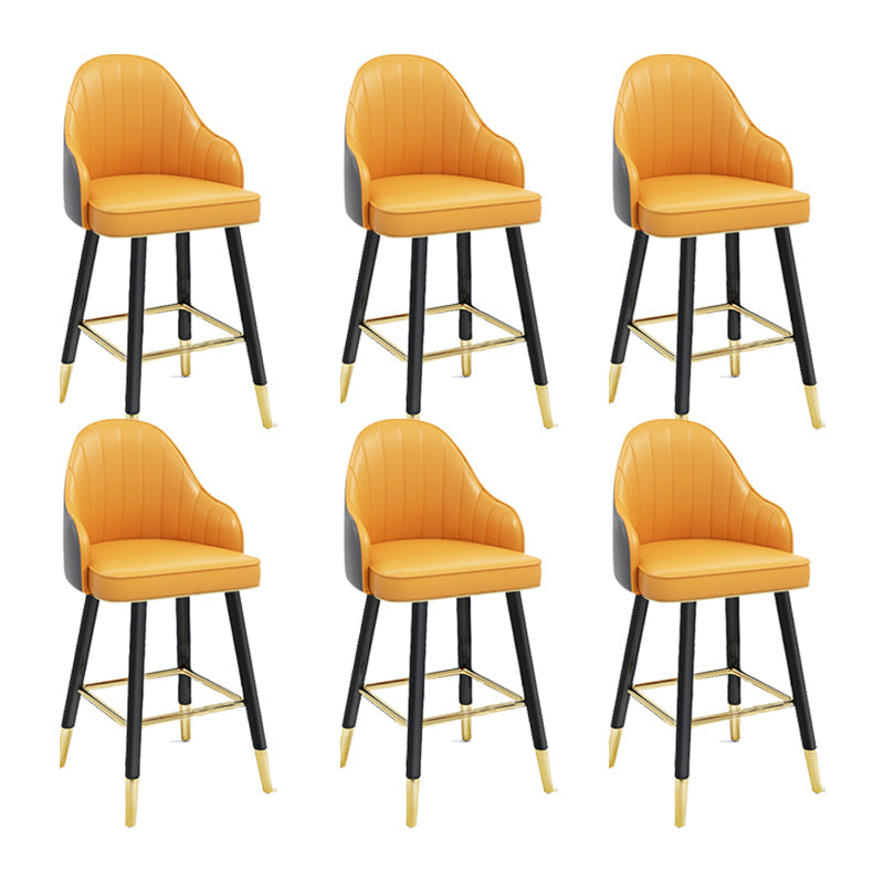 Modern Swivel Home Bar Stool Matte Finish Leather Armed Stool Yellow-Gray 6 Piece Set Short Stool(22"H) Clearhalo 'Bar Furniture' 'Bar Stools' 'bar_stools' 'furn' 'furn_bar_stools' 'Furniture' 'Kitchen & Dining Furniture' 5871184