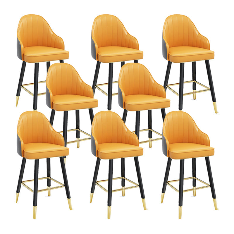 Modern Swivel Home Bar Stool Matte Finish Leather Armed Stool Yellow-Gray 8 Piece Set Short Stool(22"H) Clearhalo 'Bar Furniture' 'Bar Stools' 'bar_stools' 'furn' 'furn_bar_stools' 'Furniture' 'Kitchen & Dining Furniture' 5871186