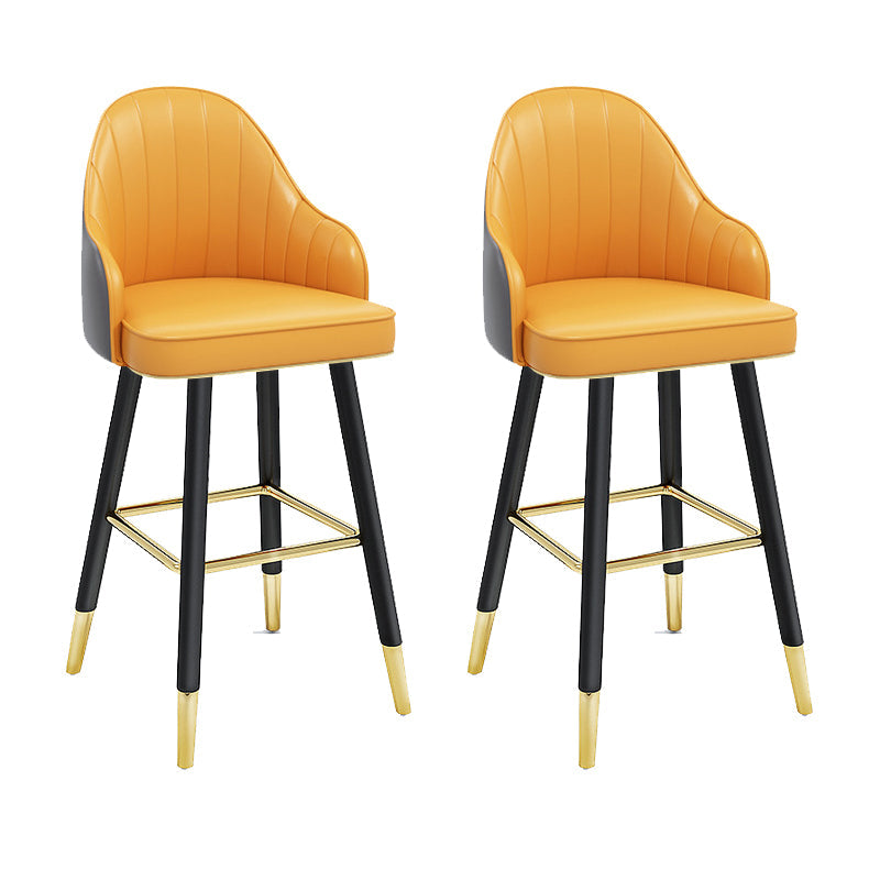 Modern Swivel Home Bar Stool Matte Finish Leather Armed Stool Yellow-Gray 2 Piece Set Counter Stool(26"H) Clearhalo 'Bar Furniture' 'Bar Stools' 'bar_stools' 'furn' 'furn_bar_stools' 'Furniture' 'Kitchen & Dining Furniture' 5871190