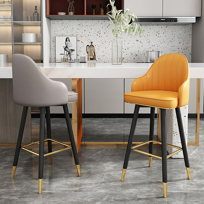 Modern Swivel Home Bar Stool Matte Finish Leather Armed Stool Clearhalo 'Bar Furniture' 'Bar Stools' 'bar_stools' 'furn' 'furn_bar_stools' 'Furniture' 'Kitchen & Dining Furniture' 5871193