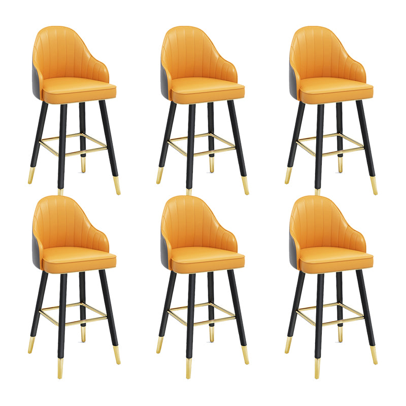 Modern Swivel Home Bar Stool Matte Finish Leather Armed Stool Yellow-Gray 6 Piece Set Counter Stool(26"H) Clearhalo 'Bar Furniture' 'Bar Stools' 'bar_stools' 'furn' 'furn_bar_stools' 'Furniture' 'Kitchen & Dining Furniture' 5871194