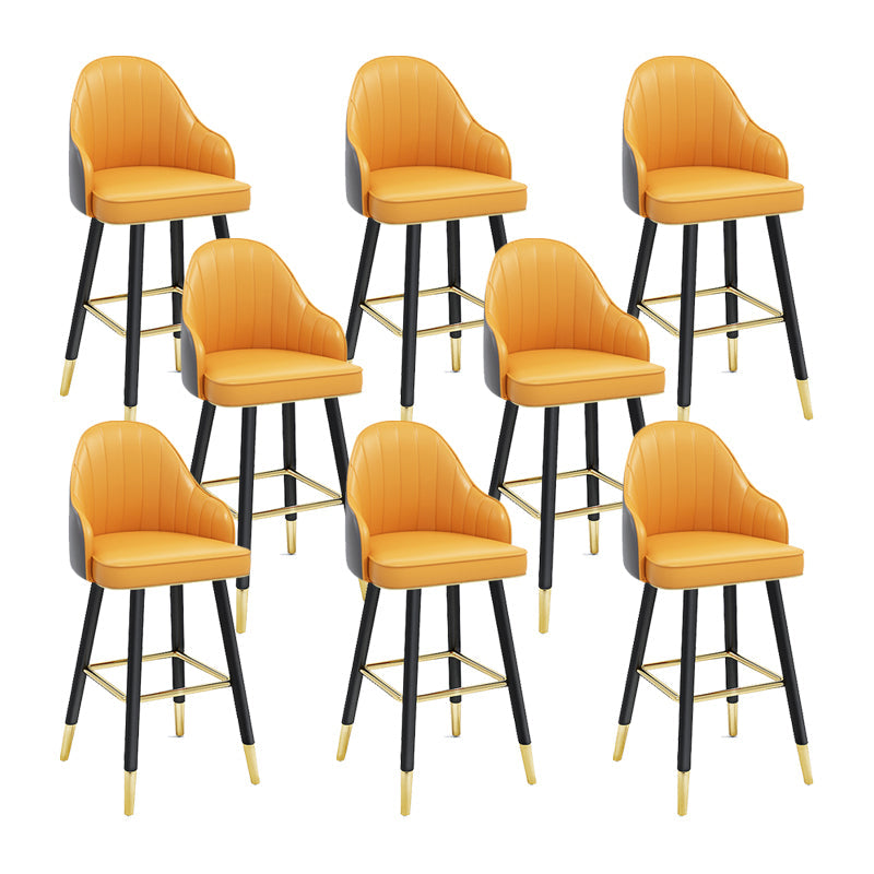 Modern Swivel Home Bar Stool Matte Finish Leather Armed Stool Yellow-Gray 8 Piece Set Counter Stool(26"H) Clearhalo 'Bar Furniture' 'Bar Stools' 'bar_stools' 'furn' 'furn_bar_stools' 'Furniture' 'Kitchen & Dining Furniture' 5871195