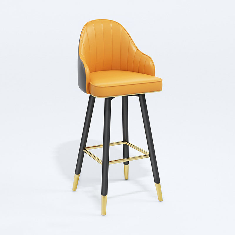 Modern Swivel Home Bar Stool Matte Finish Leather Armed Stool Yellow-Gray 1 Piece Bar Stool(30"H) Clearhalo 'Bar Furniture' 'Bar Stools' 'bar_stools' 'furn' 'furn_bar_stools' 'Furniture' 'Kitchen & Dining Furniture' 5871197