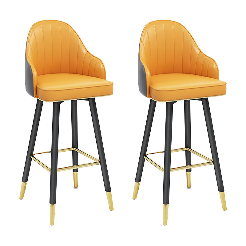 Modern Swivel Home Bar Stool Matte Finish Leather Armed Stool Yellow-Gray 2 Piece Set Bar Stool(30"H) Clearhalo 'Bar Furniture' 'Bar Stools' 'bar_stools' 'furn' 'furn_bar_stools' 'Furniture' 'Kitchen & Dining Furniture' 5871198