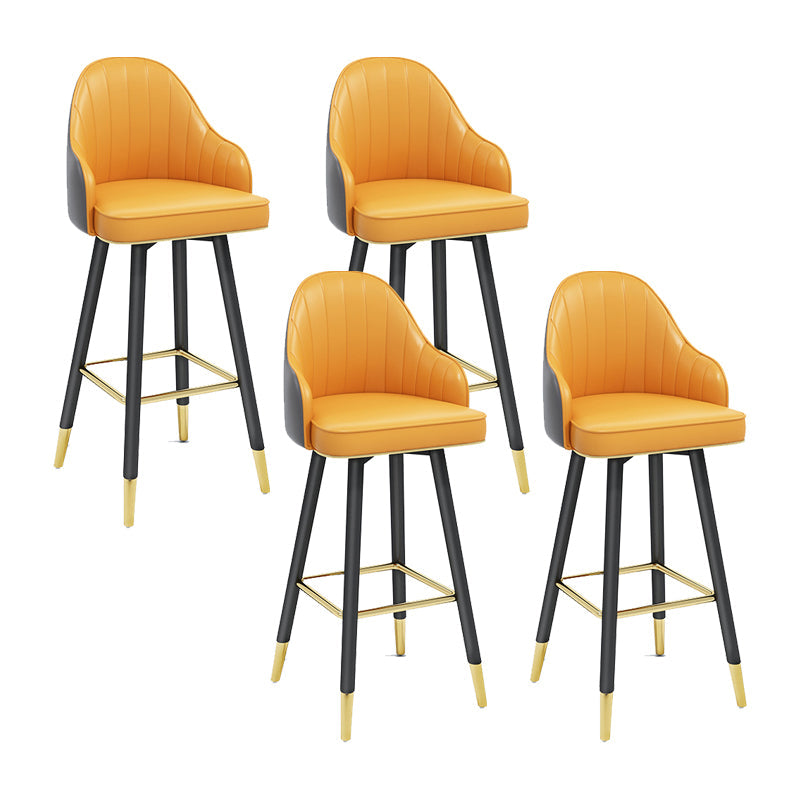Modern Swivel Home Bar Stool Matte Finish Leather Armed Stool Yellow-Gray 4 Piece Set Bar Stool(30"H) Clearhalo 'Bar Furniture' 'Bar Stools' 'bar_stools' 'furn' 'furn_bar_stools' 'Furniture' 'Kitchen & Dining Furniture' 5871199