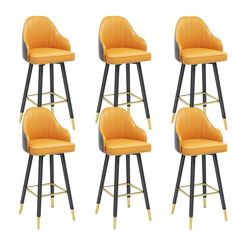 Modern Swivel Home Bar Stool Matte Finish Leather Armed Stool Yellow-Gray 6 Piece Set Bar Stool(30"H) Clearhalo 'Bar Furniture' 'Bar Stools' 'bar_stools' 'furn' 'furn_bar_stools' 'Furniture' 'Kitchen & Dining Furniture' 5871200