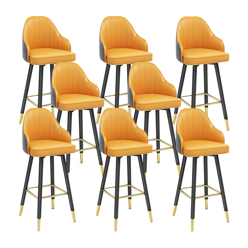 Modern Swivel Home Bar Stool Matte Finish Leather Armed Stool Yellow-Gray 8 Piece Set Bar Stool(30"H) Clearhalo 'Bar Furniture' 'Bar Stools' 'bar_stools' 'furn' 'furn_bar_stools' 'Furniture' 'Kitchen & Dining Furniture' 5871201