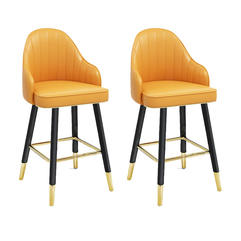 Modern Swivel Home Bar Stool Matte Finish Leather Armed Stool Yellow 2 Piece Set Short Stool(22"H) Clearhalo 'Bar Furniture' 'Bar Stools' 'bar_stools' 'furn' 'furn_bar_stools' 'Furniture' 'Kitchen & Dining Furniture' 5871203