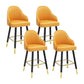 Modern Swivel Home Bar Stool Matte Finish Leather Armed Stool Yellow 4 Piece Set Short Stool(22"H) Clearhalo 'Bar Furniture' 'Bar Stools' 'bar_stools' 'furn' 'furn_bar_stools' 'Furniture' 'Kitchen & Dining Furniture' 5871204