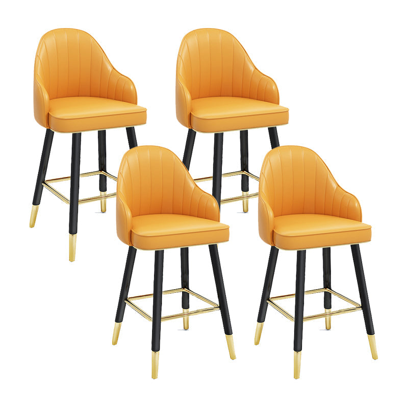 Modern Swivel Home Bar Stool Matte Finish Leather Armed Stool Yellow 4 Piece Set Short Stool(22"H) Clearhalo 'Bar Furniture' 'Bar Stools' 'bar_stools' 'furn' 'furn_bar_stools' 'Furniture' 'Kitchen & Dining Furniture' 5871204