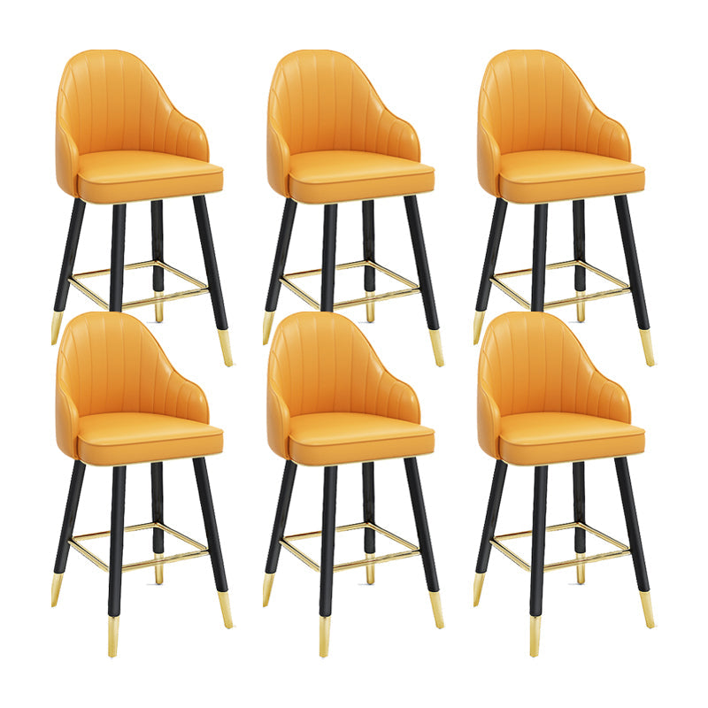 Modern Swivel Home Bar Stool Matte Finish Leather Armed Stool Yellow 6 Piece Set Short Stool(22"H) Clearhalo 'Bar Furniture' 'Bar Stools' 'bar_stools' 'furn' 'furn_bar_stools' 'Furniture' 'Kitchen & Dining Furniture' 5871205