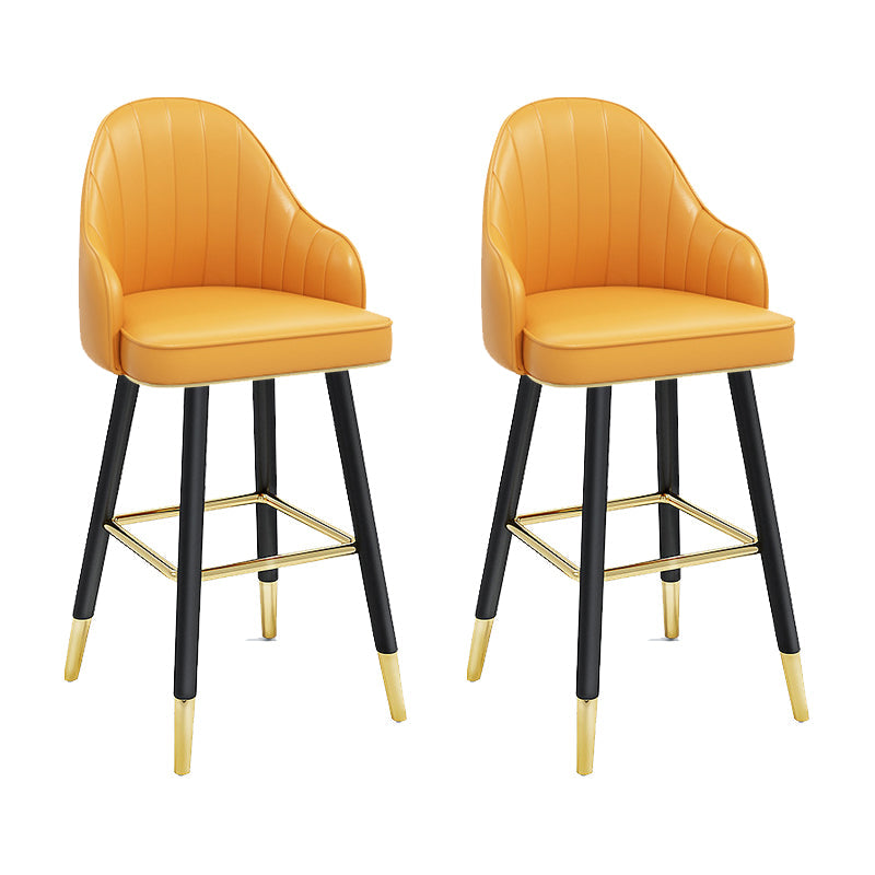 Modern Swivel Home Bar Stool Matte Finish Leather Armed Stool Yellow 2 Piece Set Counter Stool(26"H) Clearhalo 'Bar Furniture' 'Bar Stools' 'bar_stools' 'furn' 'furn_bar_stools' 'Furniture' 'Kitchen & Dining Furniture' 5871208