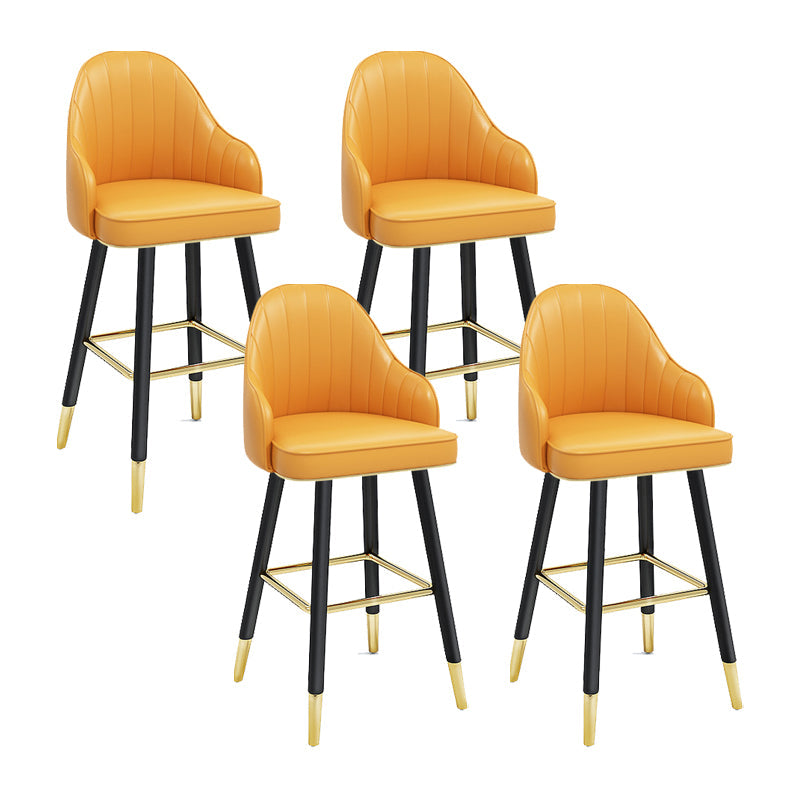 Modern Swivel Home Bar Stool Matte Finish Leather Armed Stool Yellow 4 Piece Set Counter Stool(26"H) Clearhalo 'Bar Furniture' 'Bar Stools' 'bar_stools' 'furn' 'furn_bar_stools' 'Furniture' 'Kitchen & Dining Furniture' 5871209