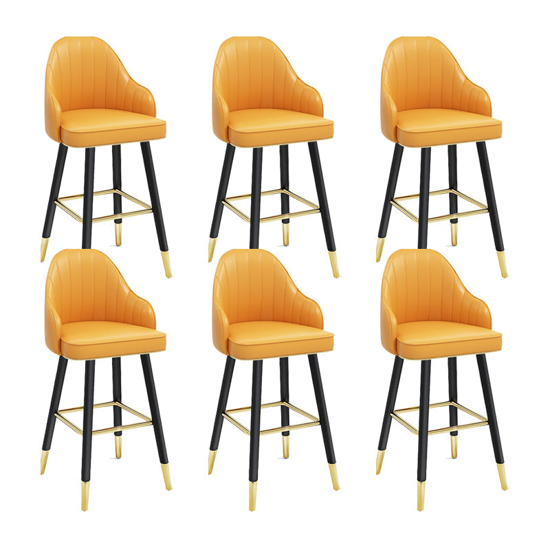Modern Swivel Home Bar Stool Matte Finish Leather Armed Stool Yellow 6 Piece Set Counter Stool(26"H) Clearhalo 'Bar Furniture' 'Bar Stools' 'bar_stools' 'furn' 'furn_bar_stools' 'Furniture' 'Kitchen & Dining Furniture' 5871210