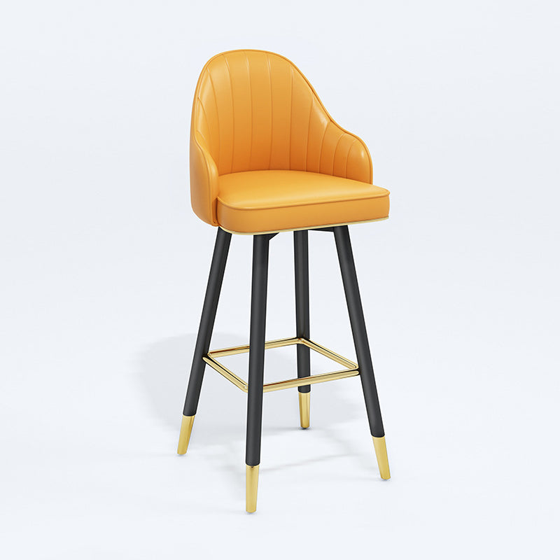 Modern Swivel Home Bar Stool Matte Finish Leather Armed Stool Yellow 1 Piece Bar Stool(30"H) Clearhalo 'Bar Furniture' 'Bar Stools' 'bar_stools' 'furn' 'furn_bar_stools' 'Furniture' 'Kitchen & Dining Furniture' 5871212