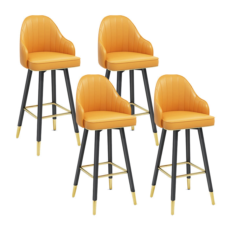 Modern Swivel Home Bar Stool Matte Finish Leather Armed Stool Yellow 4 Piece Set Bar Stool(30"H) Clearhalo 'Bar Furniture' 'Bar Stools' 'bar_stools' 'furn' 'furn_bar_stools' 'Furniture' 'Kitchen & Dining Furniture' 5871214