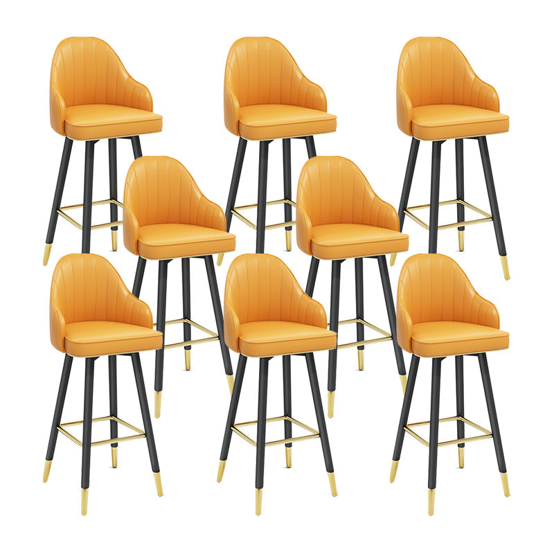 Modern Swivel Home Bar Stool Matte Finish Leather Armed Stool Yellow 8 Piece Set Bar Stool(30"H) Clearhalo 'Bar Furniture' 'Bar Stools' 'bar_stools' 'furn' 'furn_bar_stools' 'Furniture' 'Kitchen & Dining Furniture' 5871216