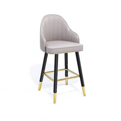 Modern Swivel Home Bar Stool Matte Finish Leather Armed Stool Grey 1 Piece Short Stool(22"H) Clearhalo 'Bar Furniture' 'Bar Stools' 'bar_stools' 'furn' 'furn_bar_stools' 'Furniture' 'Kitchen & Dining Furniture' 5871217