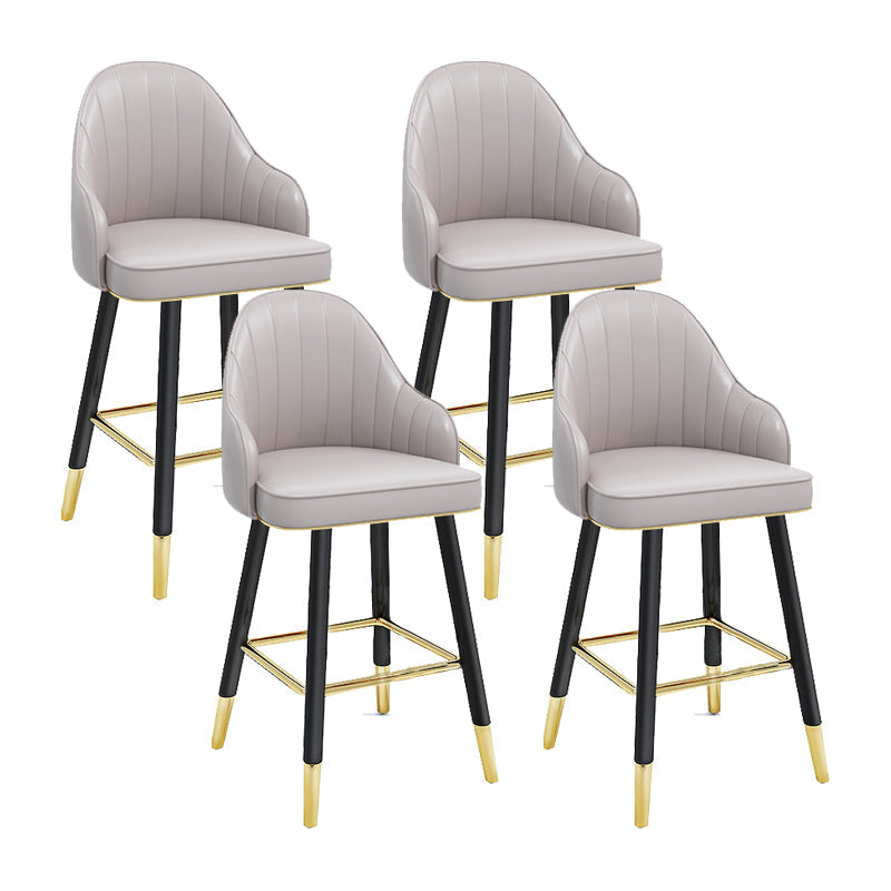 Modern Swivel Home Bar Stool Matte Finish Leather Armed Stool Grey 4 Piece Set Short Stool(22"H) Clearhalo 'Bar Furniture' 'Bar Stools' 'bar_stools' 'furn' 'furn_bar_stools' 'Furniture' 'Kitchen & Dining Furniture' 5871219