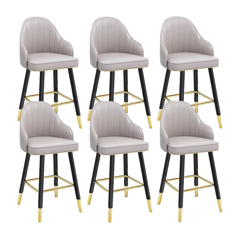 Modern Swivel Home Bar Stool Matte Finish Leather Armed Stool Grey 6 Piece Set Short Stool(22"H) Clearhalo 'Bar Furniture' 'Bar Stools' 'bar_stools' 'furn' 'furn_bar_stools' 'Furniture' 'Kitchen & Dining Furniture' 5871220