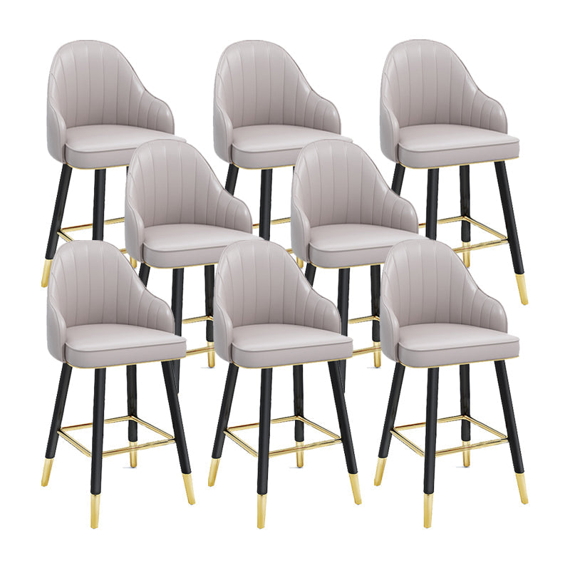 Modern Swivel Home Bar Stool Matte Finish Leather Armed Stool Grey 8 Piece Set Short Stool(22"H) Clearhalo 'Bar Furniture' 'Bar Stools' 'bar_stools' 'furn' 'furn_bar_stools' 'Furniture' 'Kitchen & Dining Furniture' 5871221