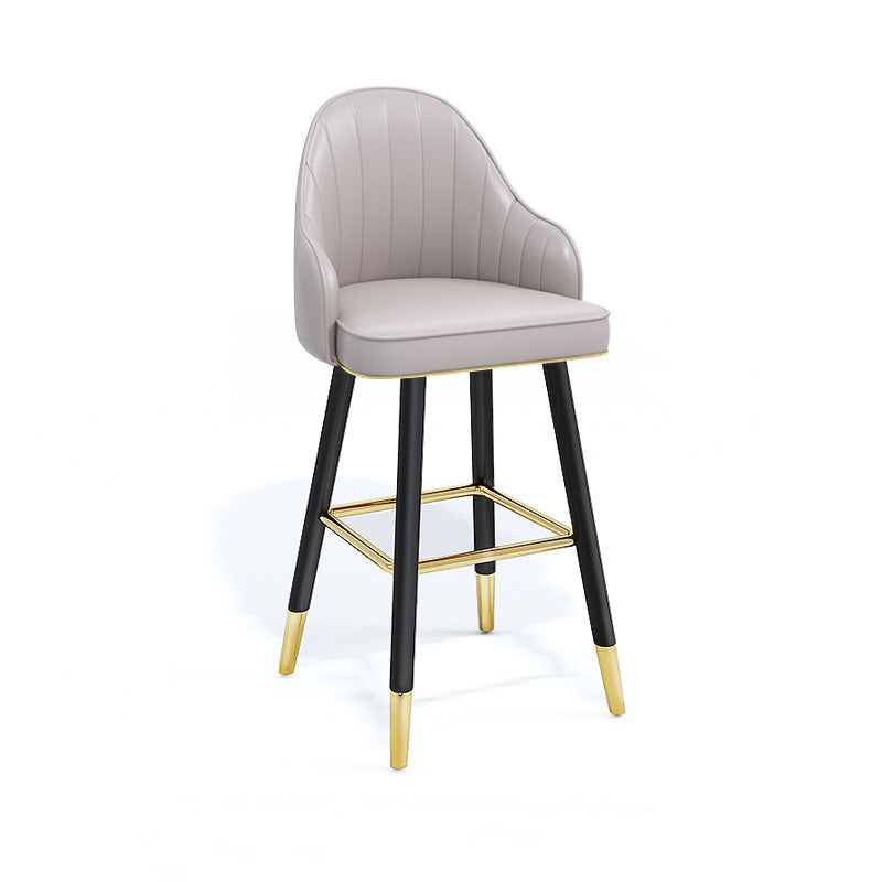 Modern Swivel Home Bar Stool Matte Finish Leather Armed Stool Grey 1 Piece Counter Stool(26"H) Clearhalo 'Bar Furniture' 'Bar Stools' 'bar_stools' 'furn' 'furn_bar_stools' 'Furniture' 'Kitchen & Dining Furniture' 5871222