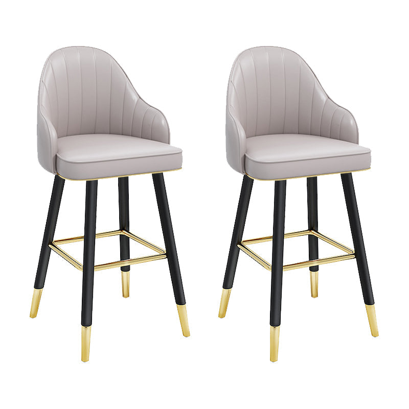 Modern Swivel Home Bar Stool Matte Finish Leather Armed Stool Grey 2 Piece Set Counter Stool(26"H) Clearhalo 'Bar Furniture' 'Bar Stools' 'bar_stools' 'furn' 'furn_bar_stools' 'Furniture' 'Kitchen & Dining Furniture' 5871223