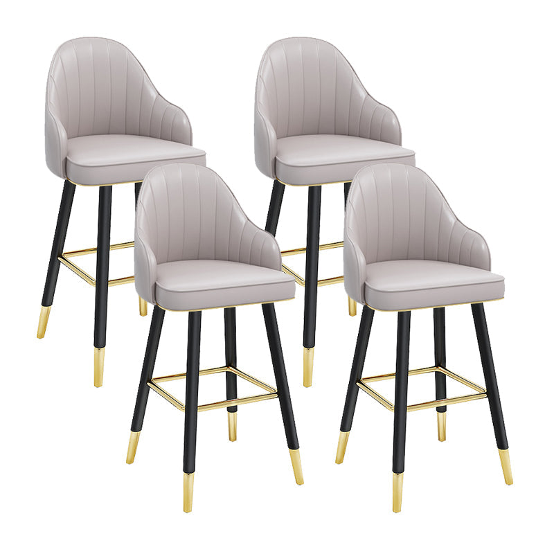 Modern Swivel Home Bar Stool Matte Finish Leather Armed Stool Grey 4 Piece Set Counter Stool(26"H) Clearhalo 'Bar Furniture' 'Bar Stools' 'bar_stools' 'furn' 'furn_bar_stools' 'Furniture' 'Kitchen & Dining Furniture' 5871224