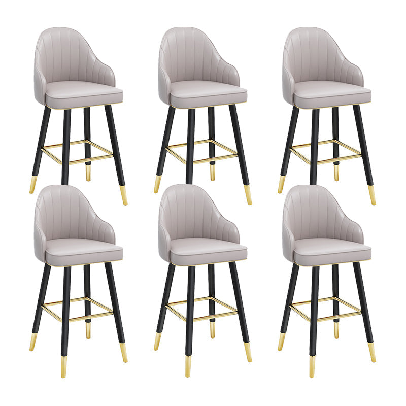 Modern Swivel Home Bar Stool Matte Finish Leather Armed Stool Grey 6 Piece Set Counter Stool(26"H) Clearhalo 'Bar Furniture' 'Bar Stools' 'bar_stools' 'furn' 'furn_bar_stools' 'Furniture' 'Kitchen & Dining Furniture' 5871225