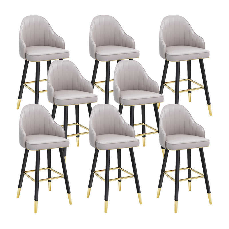 Modern Swivel Home Bar Stool Matte Finish Leather Armed Stool Grey 8 Piece Set Counter Stool(26"H) Clearhalo 'Bar Furniture' 'Bar Stools' 'bar_stools' 'furn' 'furn_bar_stools' 'Furniture' 'Kitchen & Dining Furniture' 5871226