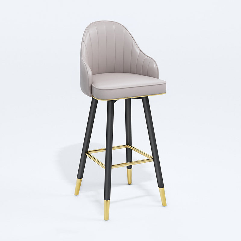 Modern Swivel Home Bar Stool Matte Finish Leather Armed Stool Grey 1 Piece Bar Stool(30"H) Clearhalo 'Bar Furniture' 'Bar Stools' 'bar_stools' 'furn' 'furn_bar_stools' 'Furniture' 'Kitchen & Dining Furniture' 5871227