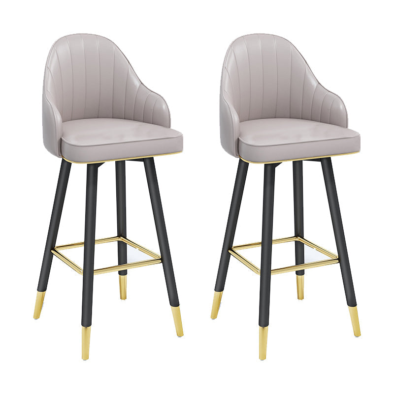 Modern Swivel Home Bar Stool Matte Finish Leather Armed Stool Grey 2 Piece Set Bar Stool(30"H) Clearhalo 'Bar Furniture' 'Bar Stools' 'bar_stools' 'furn' 'furn_bar_stools' 'Furniture' 'Kitchen & Dining Furniture' 5871228