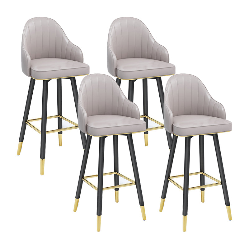 Modern Swivel Home Bar Stool Matte Finish Leather Armed Stool Grey 4 Piece Set Bar Stool(30"H) Clearhalo 'Bar Furniture' 'Bar Stools' 'bar_stools' 'furn' 'furn_bar_stools' 'Furniture' 'Kitchen & Dining Furniture' 5871229