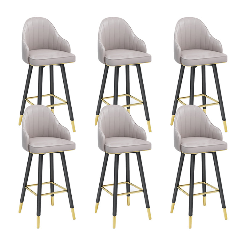 Modern Swivel Home Bar Stool Matte Finish Leather Armed Stool Grey 6 Piece Set Bar Stool(30"H) Clearhalo 'Bar Furniture' 'Bar Stools' 'bar_stools' 'furn' 'furn_bar_stools' 'Furniture' 'Kitchen & Dining Furniture' 5871230