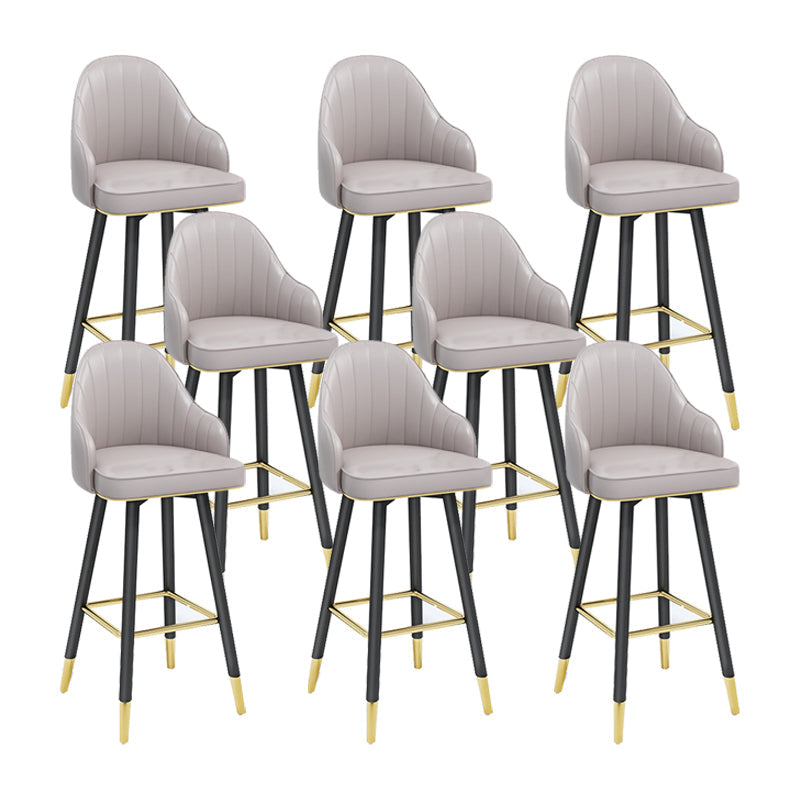 Modern Swivel Home Bar Stool Matte Finish Leather Armed Stool Grey 8 Piece Set Bar Stool(30"H) Clearhalo 'Bar Furniture' 'Bar Stools' 'bar_stools' 'furn' 'furn_bar_stools' 'Furniture' 'Kitchen & Dining Furniture' 5871231