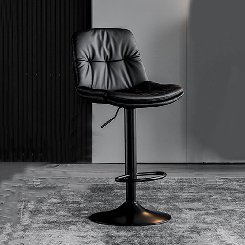 Swivel and Adjustable Bar Chair Modern Faux Leather Armless Bar Chair Black 1 Piece Clearhalo 'Bar Furniture' 'Bar Stools' 'bar_stools' 'furn' 'furn_bar_stools' 'Furniture' 'Kitchen & Dining Furniture' 5871236