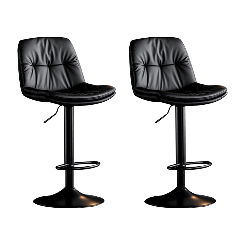 Swivel and Adjustable Bar Chair Modern Faux Leather Armless Bar Chair Black 2 Piece Set Clearhalo 'Bar Furniture' 'Bar Stools' 'bar_stools' 'furn' 'furn_bar_stools' 'Furniture' 'Kitchen & Dining Furniture' 5871238