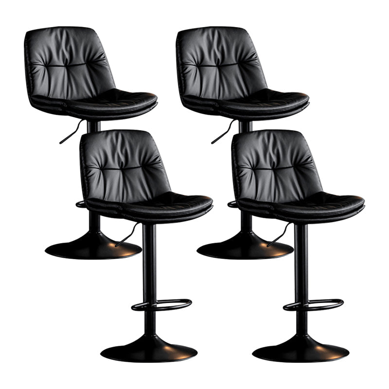 Swivel and Adjustable Bar Chair Modern Faux Leather Armless Bar Chair Black 4 Piece Set Clearhalo 'Bar Furniture' 'Bar Stools' 'bar_stools' 'furn' 'furn_bar_stools' 'Furniture' 'Kitchen & Dining Furniture' 5871240