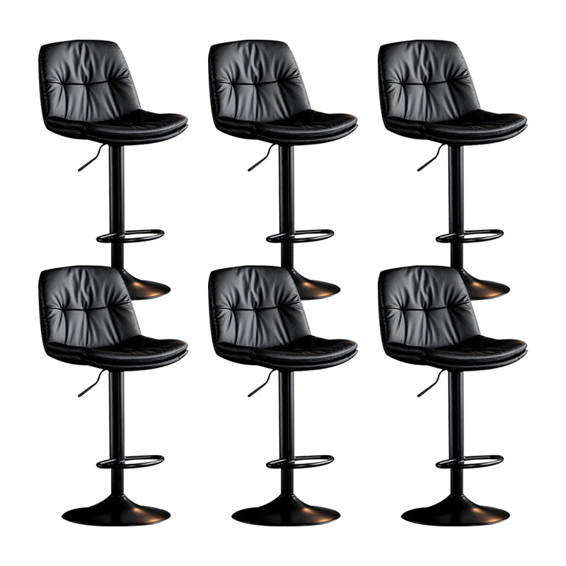 Swivel and Adjustable Bar Chair Modern Faux Leather Armless Bar Chair Black 6 Piece Set Clearhalo 'Bar Furniture' 'Bar Stools' 'bar_stools' 'furn' 'furn_bar_stools' 'Furniture' 'Kitchen & Dining Furniture' 5871242